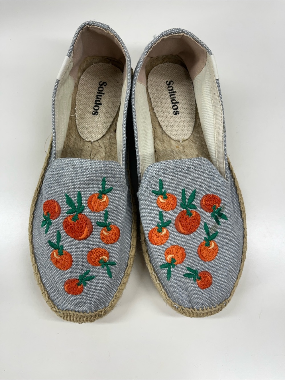 New Soludos Embroidered Oranges Espadrille Flats Size 6